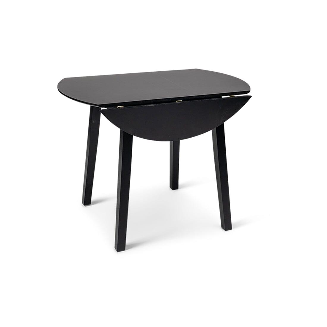 Charlie Black Round Dining Table - Drop Leaf