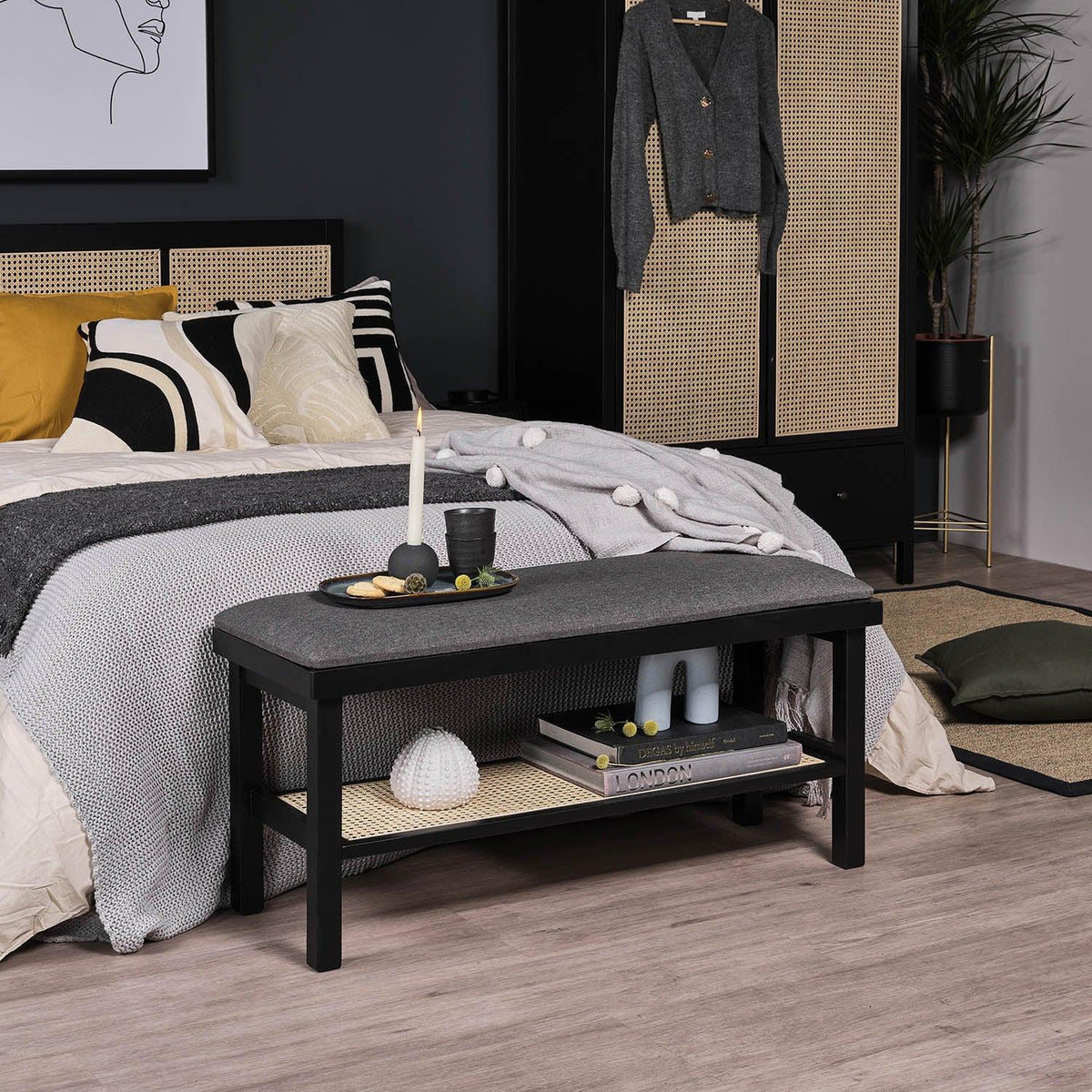 Charlie Hallway Bench - Black