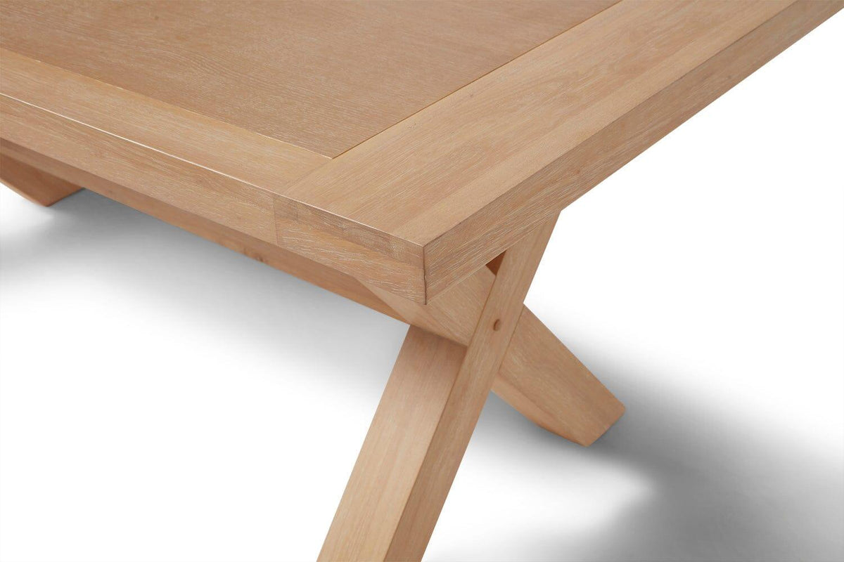 Charlotte 190cm Dining Table with 2 150cm Dining Benches - Whitewash Oak