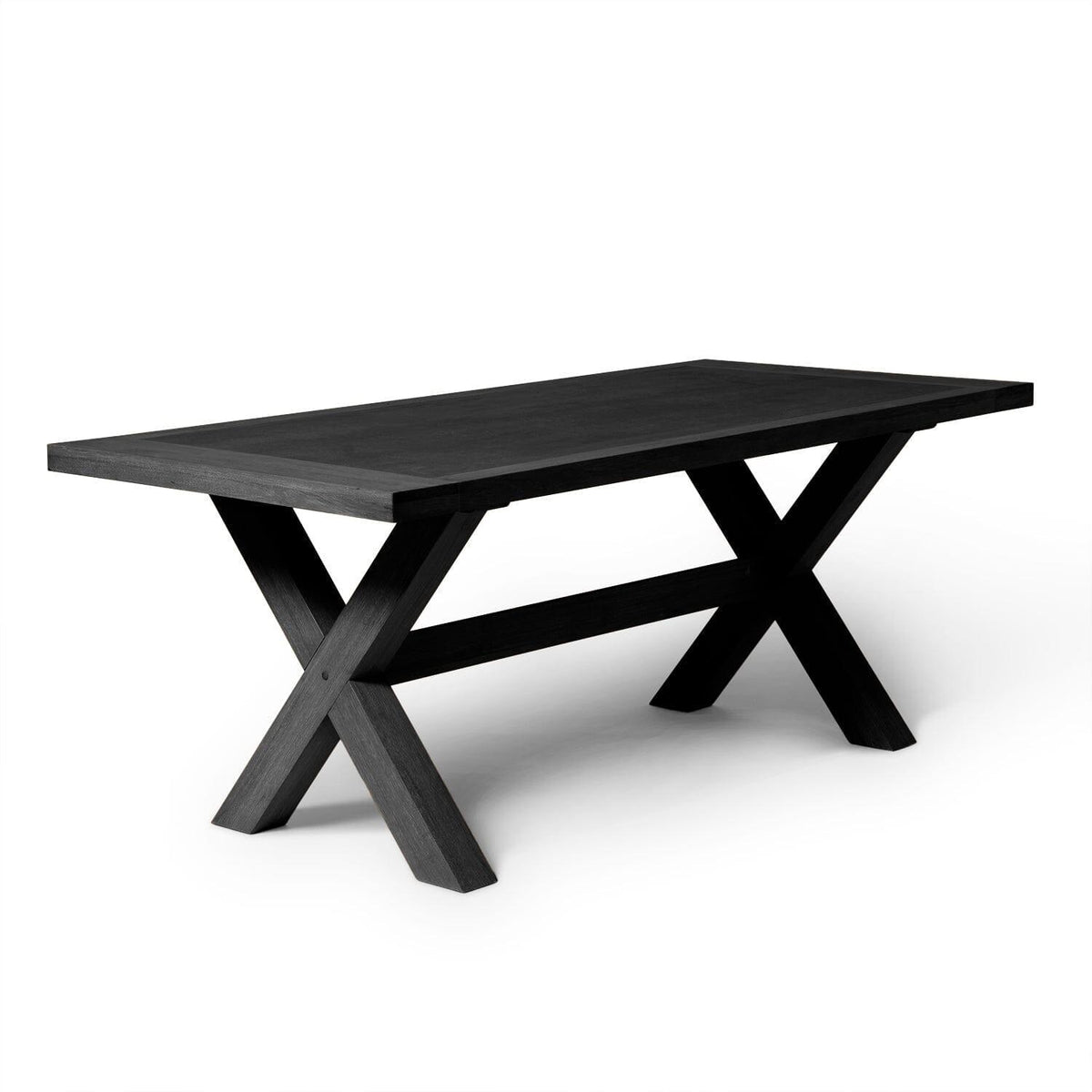 Charlotte Extendable Table 190cm with 2 150cm Dining Benches - Black Oak