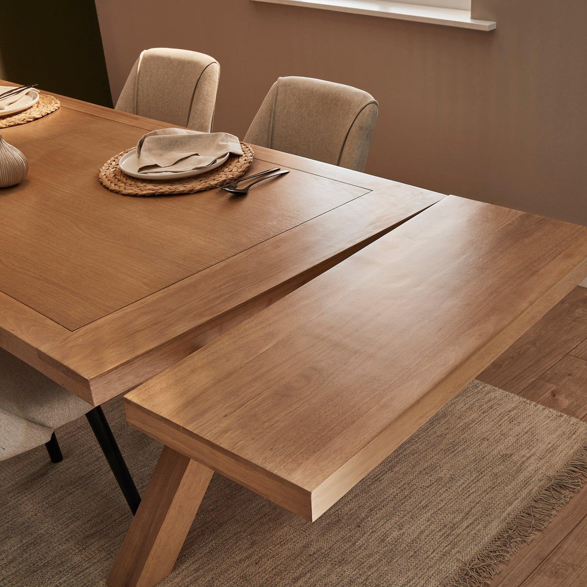 Charlotte Extendable Table 190cm with 2 150cm Dining Benches - Pale Oak