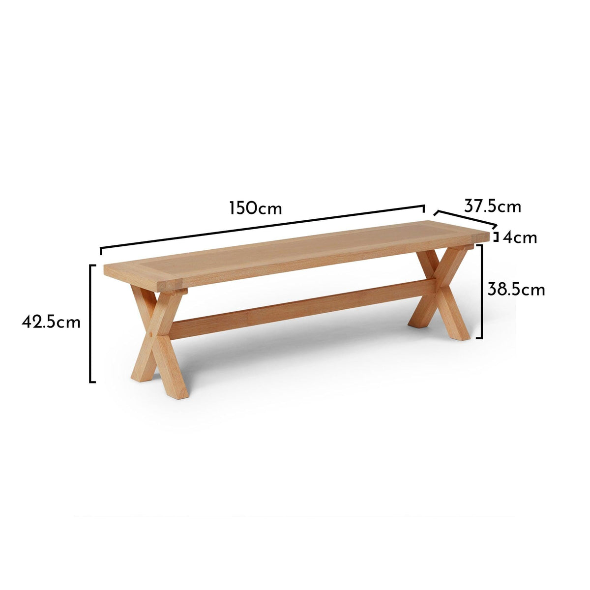 Charlotte 3 Seater Dining Bench - Pale Oak