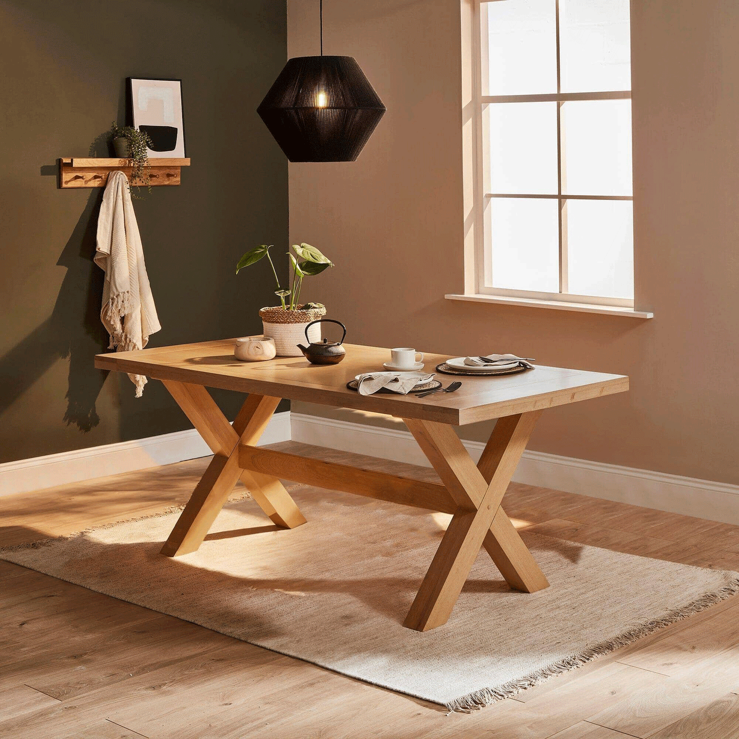 Charlotte Extendable Table 190cm with 2 150cm Dining Benches - Pale Oak