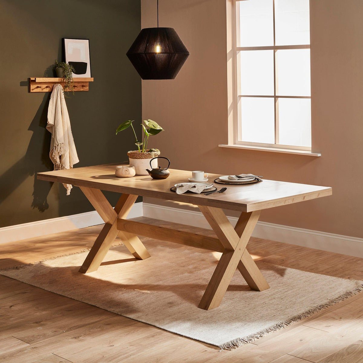 Charlotte Whitewash Dining Table - Extendable - Cross Leg
