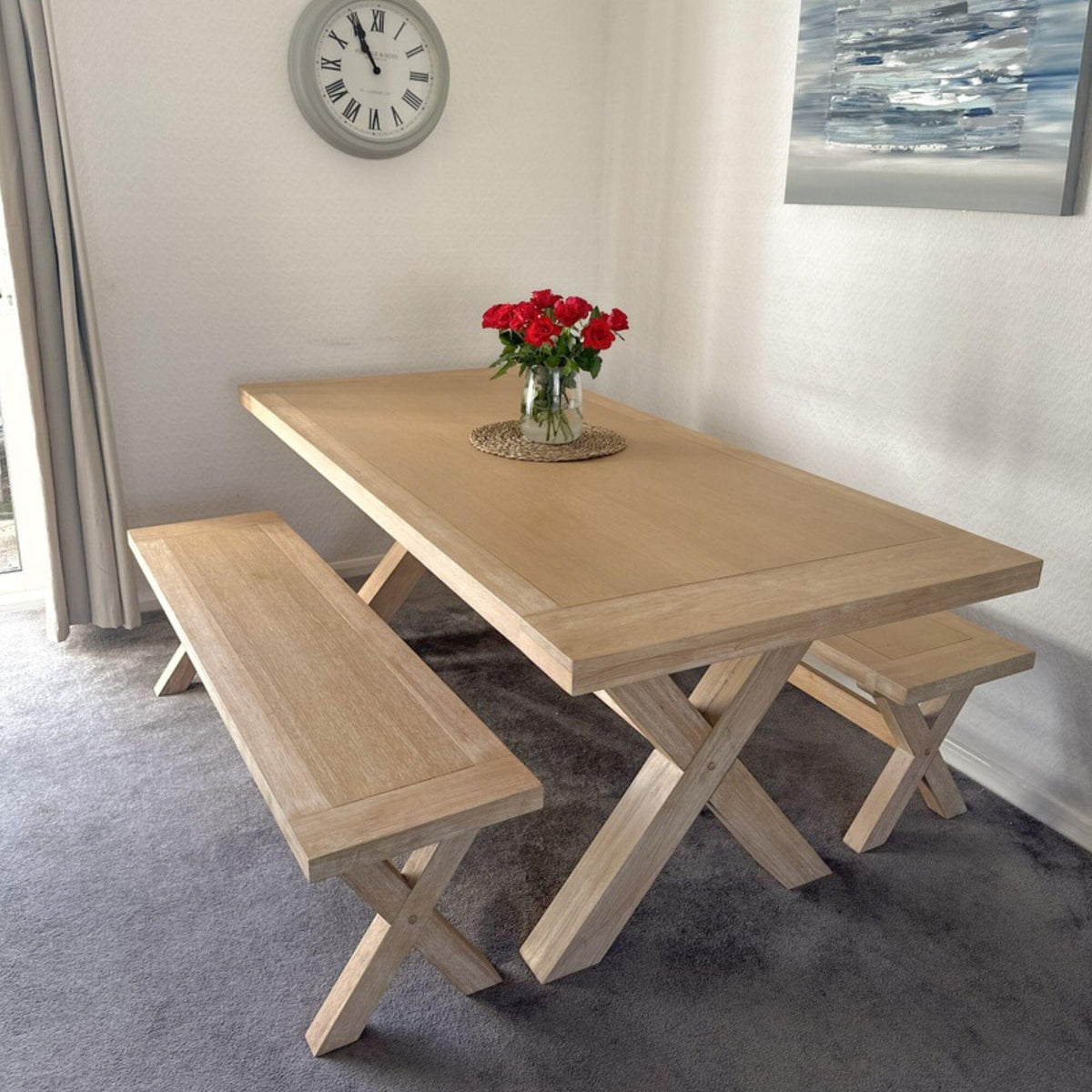 Charlotte Whitewash Dining Table - Extendable - Cross Leg