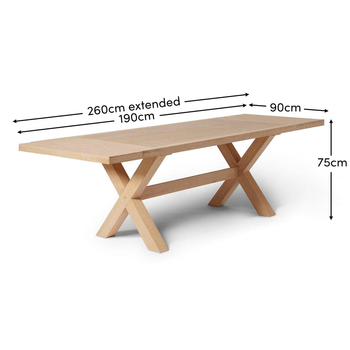 Charlotte Whitewash Dining Table - Extendable - Cross Leg