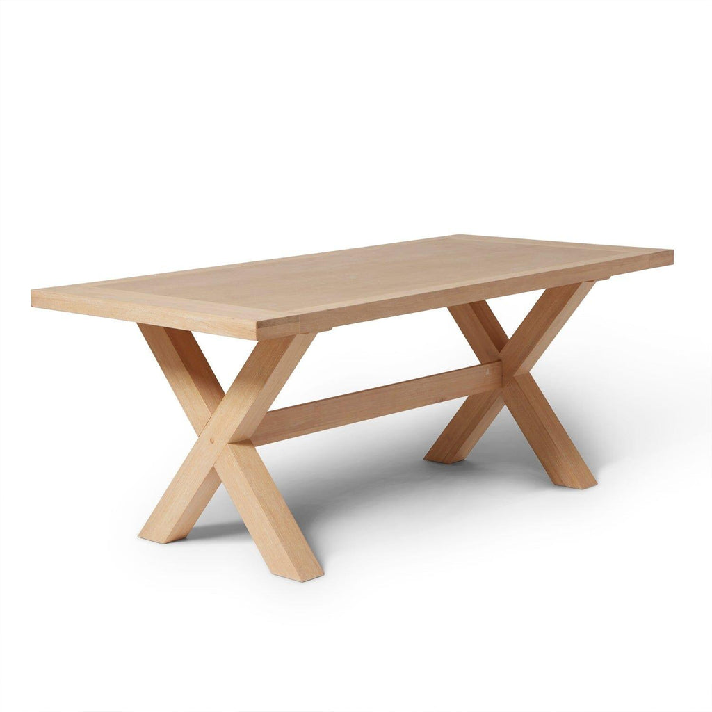 Charlotte Whitewash Dining Table Set - 6 Seater - Freya Sand Dining Chairs & Charlotte Bench