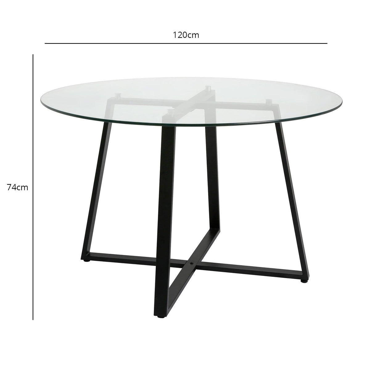 Clara Glass Round Dining Table - Black Frame