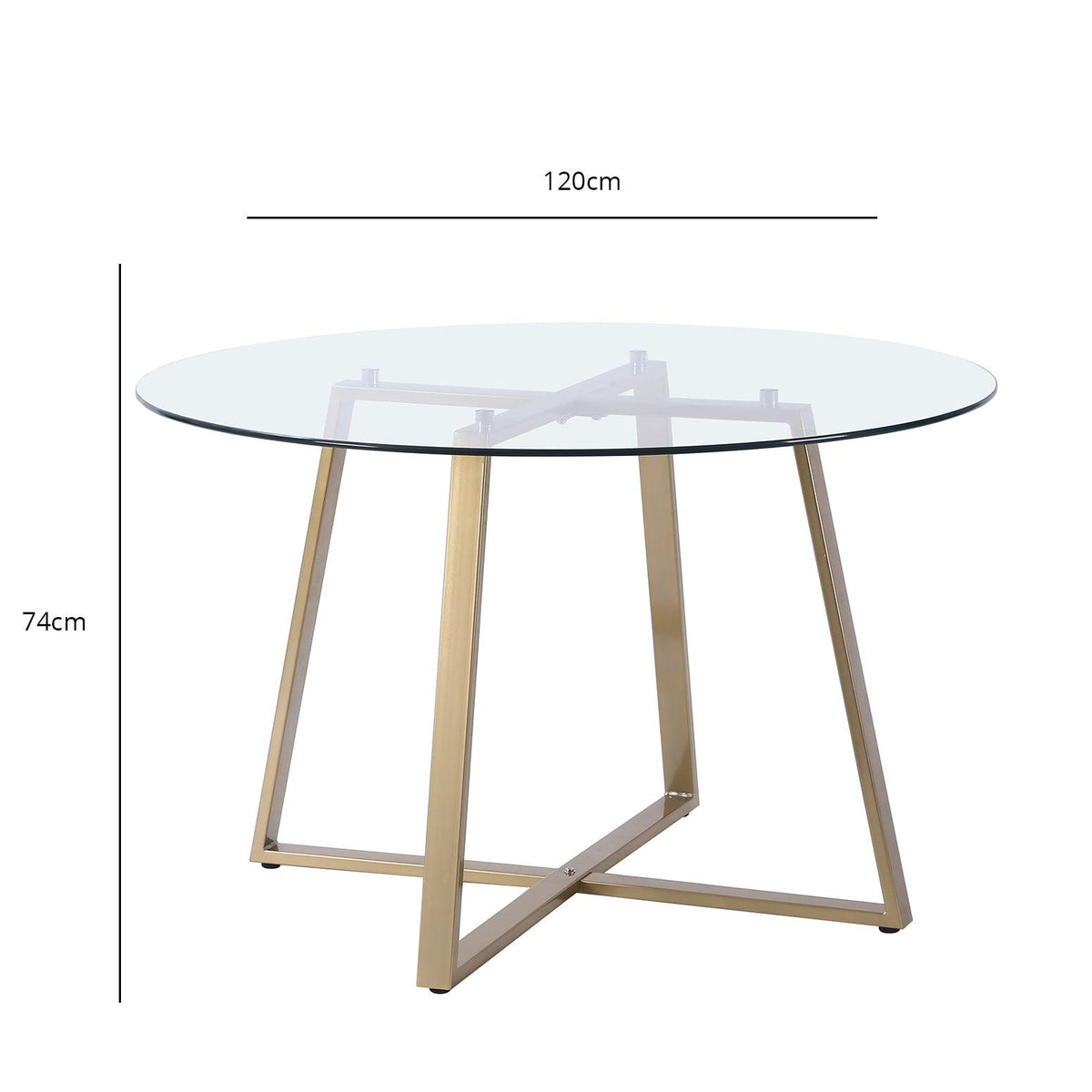 Clara Glass Round Dining Table - Gold Frame
