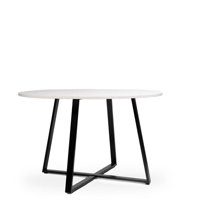 Clara Marble Effect Round Dining Table - Black Frame