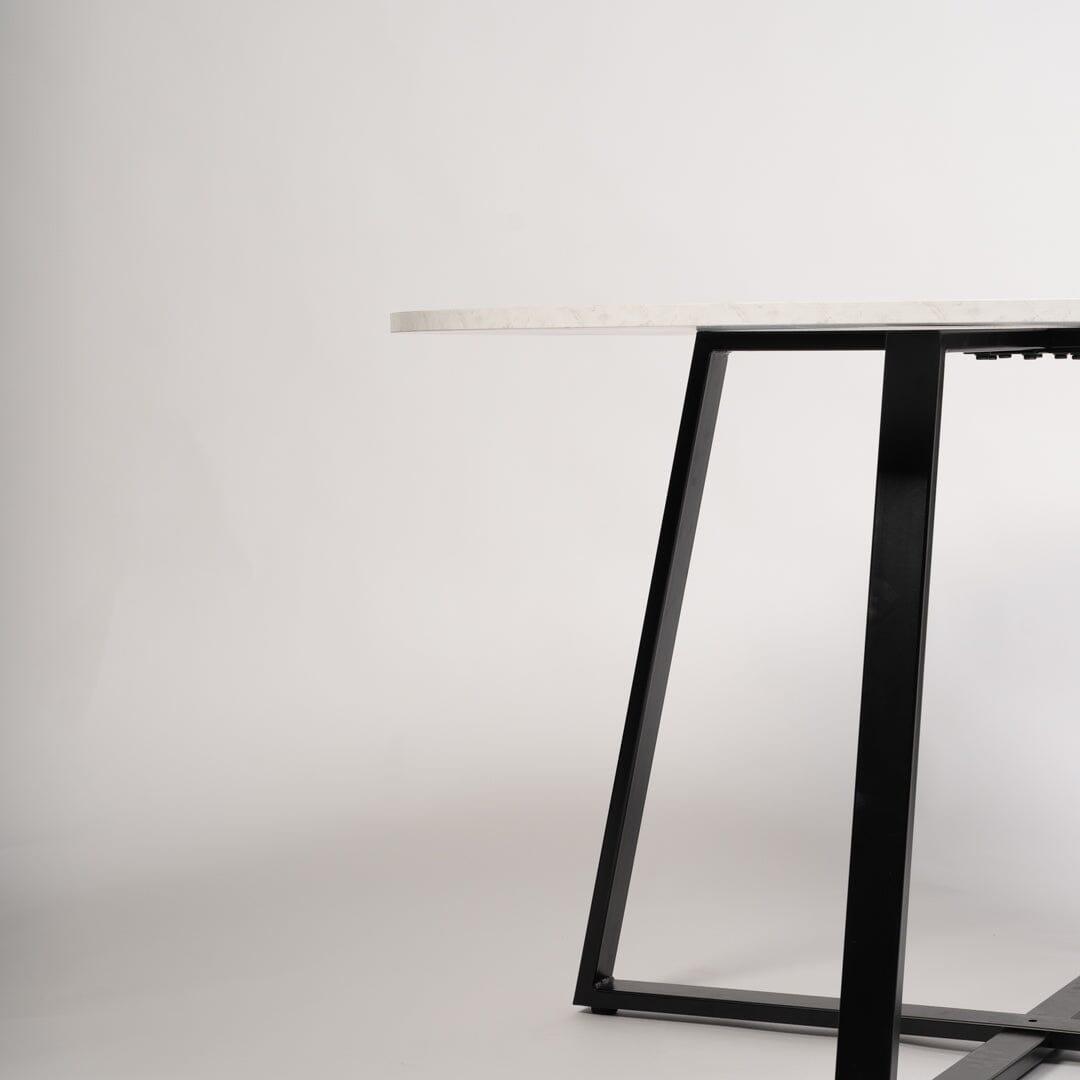 OUTLET - Clara Marble Effect Round Dining Table - Black Frame