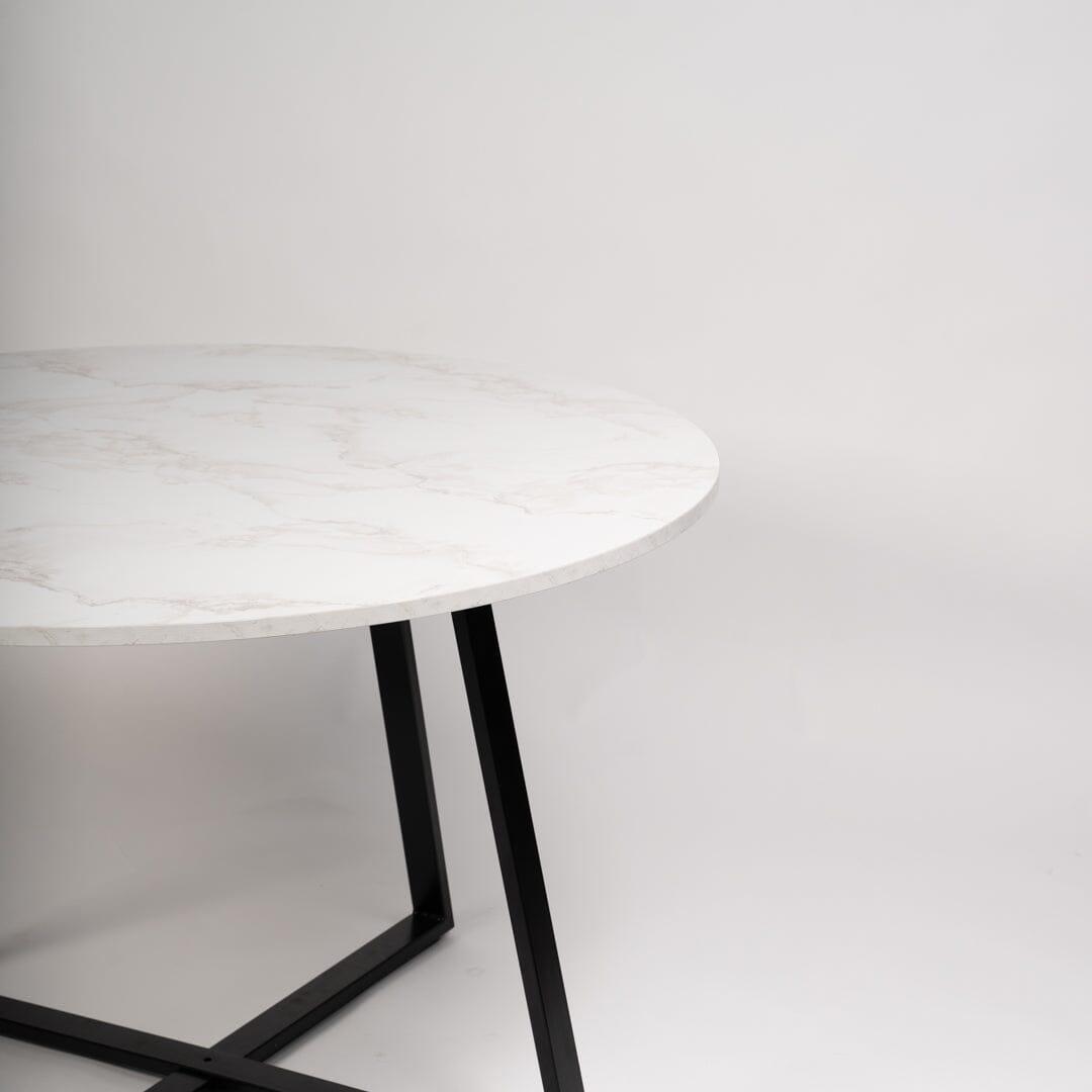 OUTLET - Clara Marble Effect Round Dining Table - Black Frame
