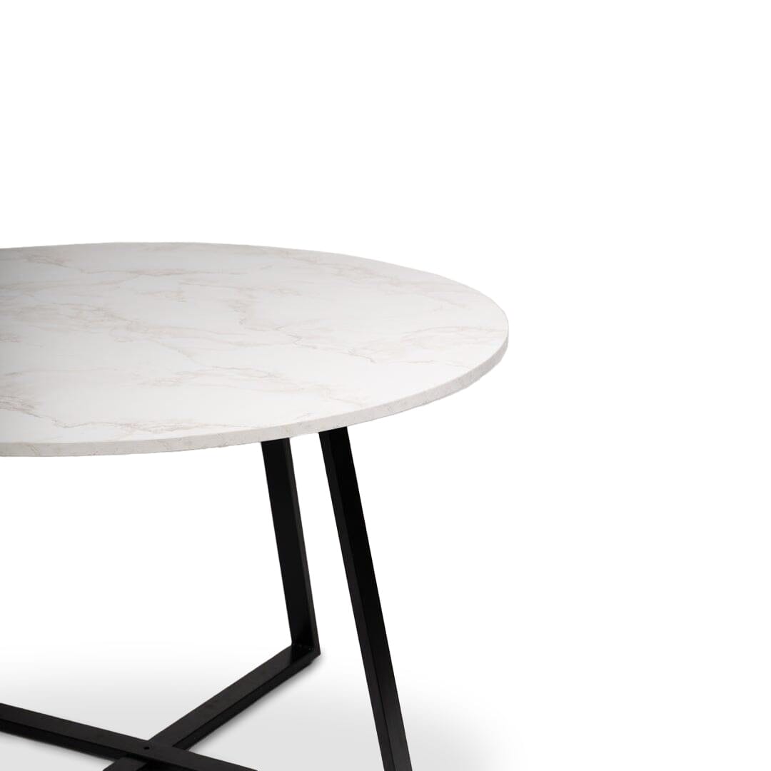 Clara Marble Effect Round Dining Table - Black Frame