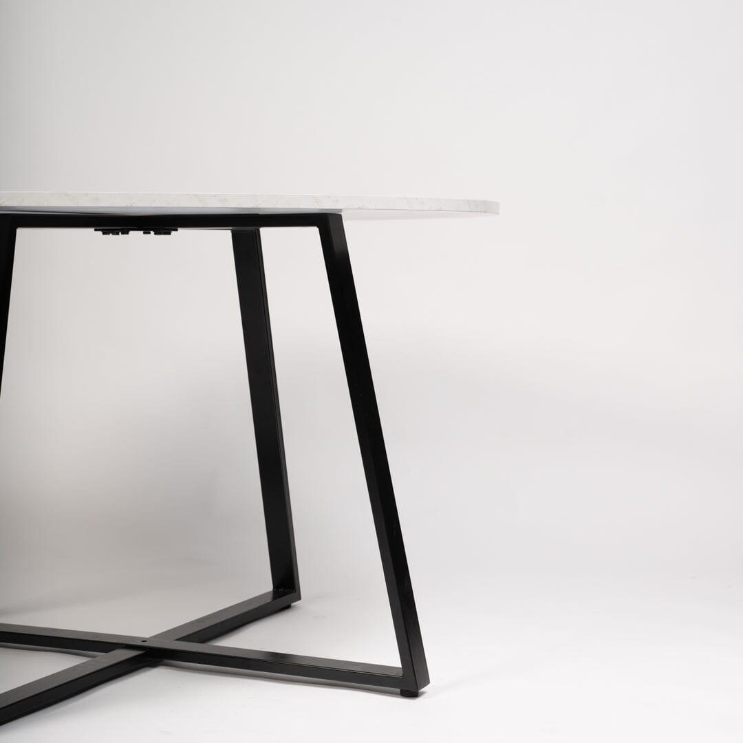 OUTLET - Clara Marble Effect Round Dining Table - Black Frame