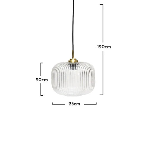 OUTLET - Elland 25cm Single Glass Pendant Light - Gold