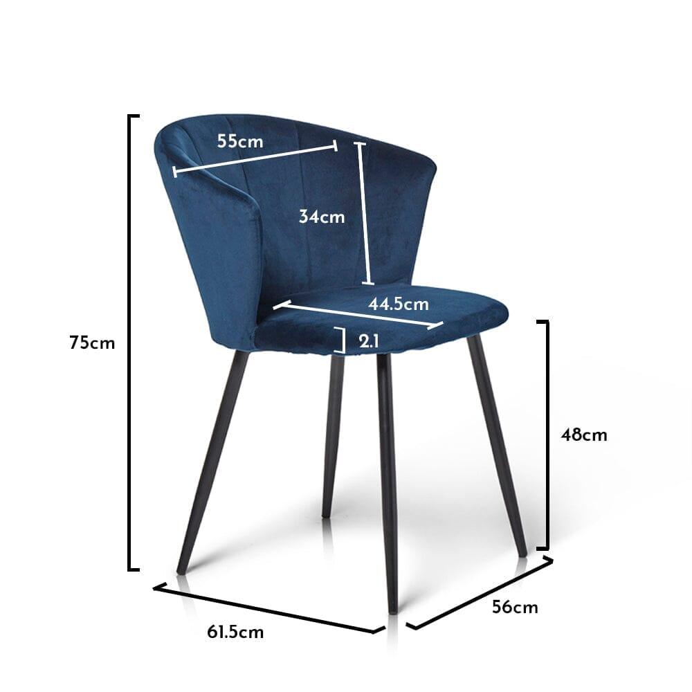 Outlet - Cleo Dining Chair - Blue with Black Legs
