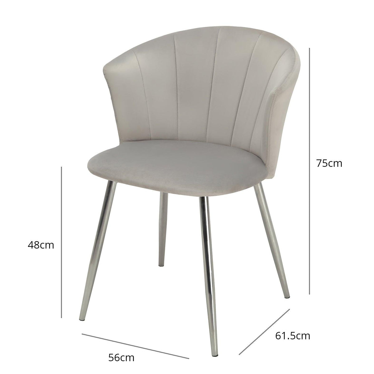 OUTLET - Cleo Grey Dining Chairs - Set of 2 - Chrome Legs