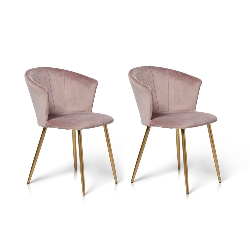 Outlet - Cleo Dining Chairs - Set of 2 - Pink & Gold