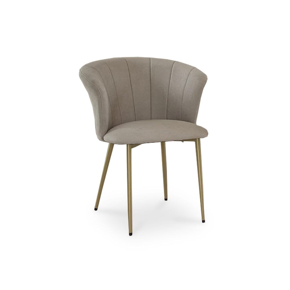 OUTLET - Cleo Soft Beige Dining Chairs - Set of 2 - Gold Legs