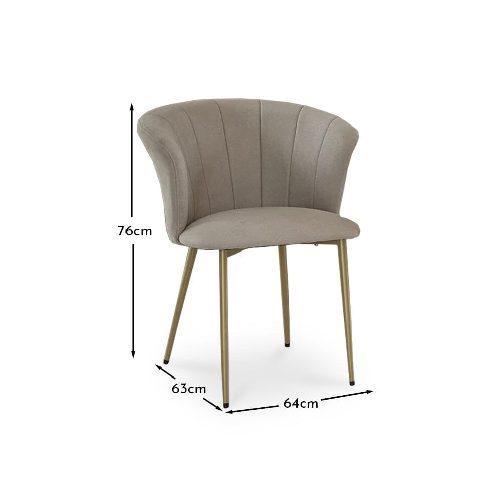 OUTLET - Cleo Soft Beige Dining Chairs - Set of 2 - Gold Legs