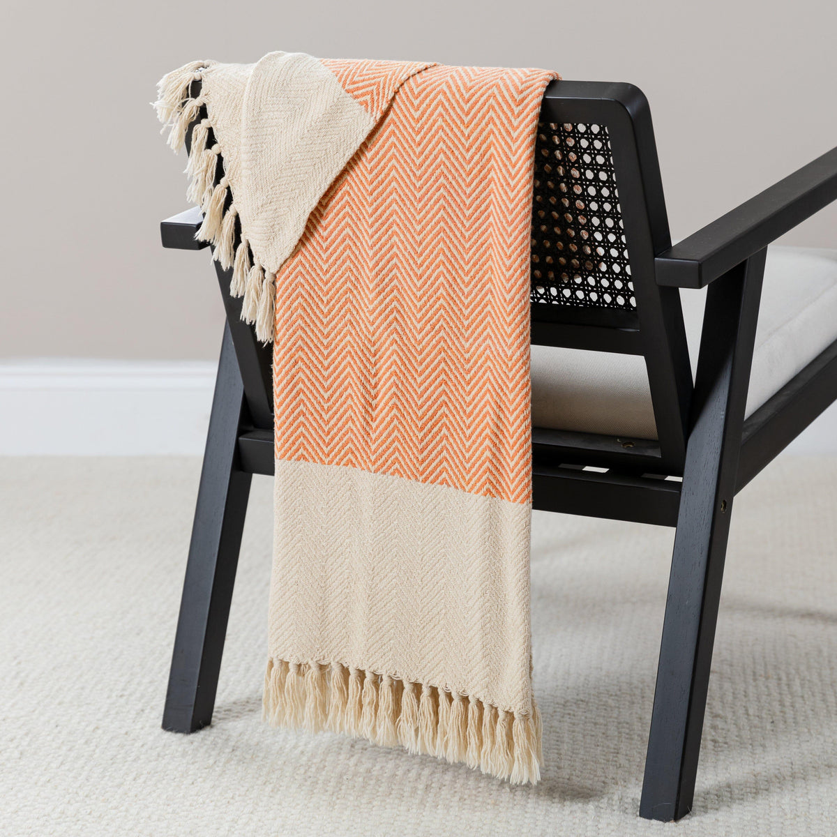 Outlet - Crofton Cotton Herringbone Throw - Burnt Orange