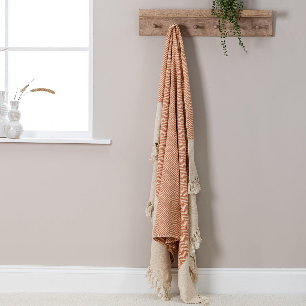 Outlet - Crofton Cotton Herringbone Throw - Burnt Orange