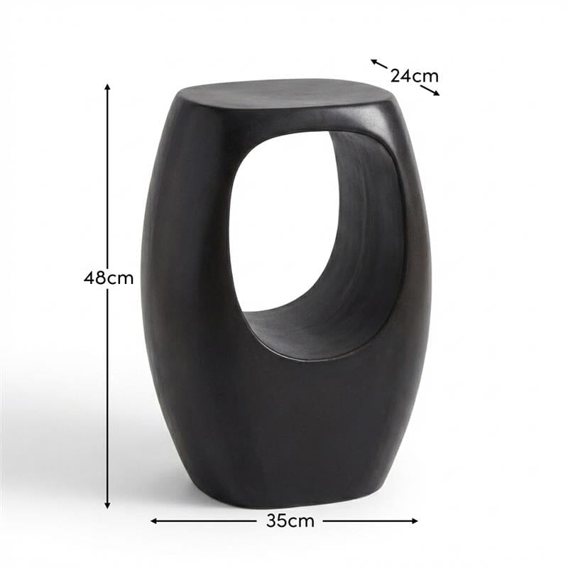 Sohan 32cm Side Table - Lava Black Concrete