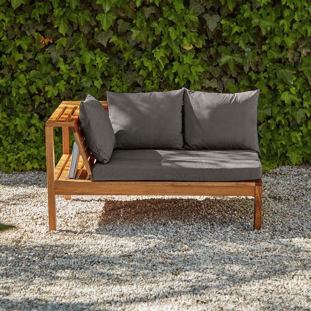 Dakota Wooden Garden Corner Sofa Set - Grey Cushions