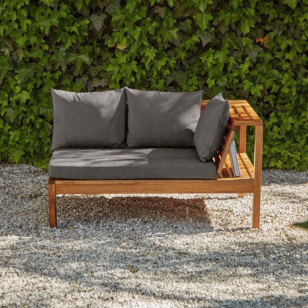 Dakota Wooden Garden Corner Sofa Set - Grey Cushions