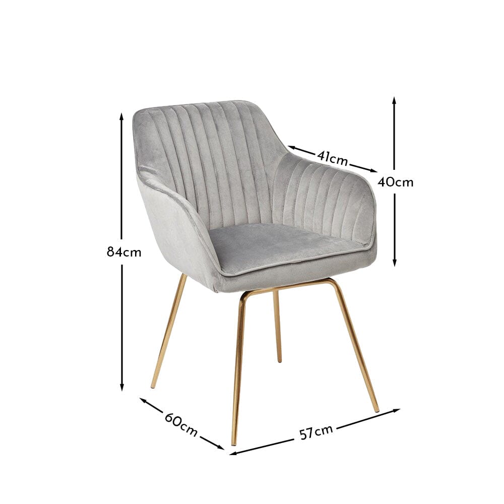 Darcy Office Swivel Chair - Grey with Gold Legs