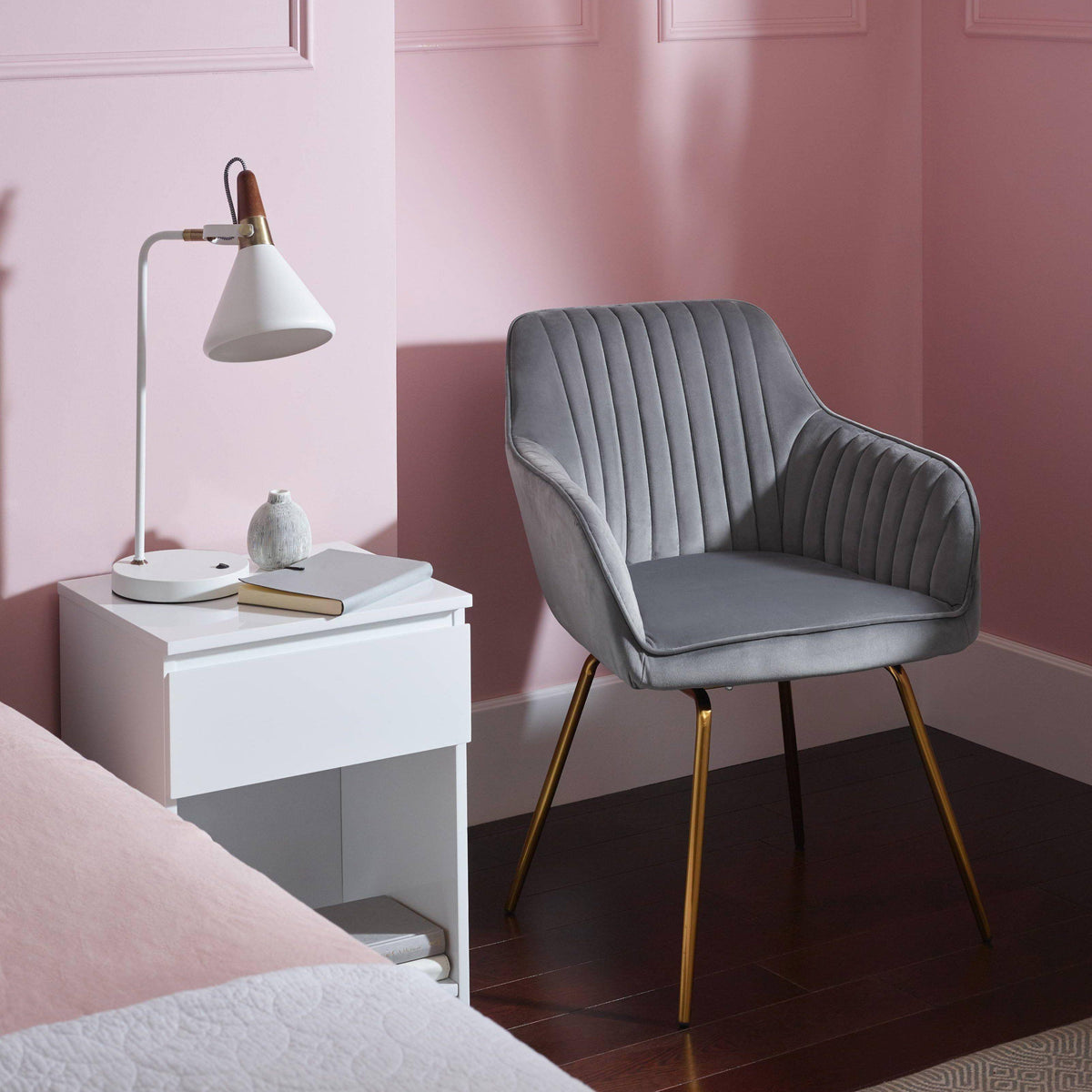 Darcy Office Swivel Chair - Grey with Gold Legs
