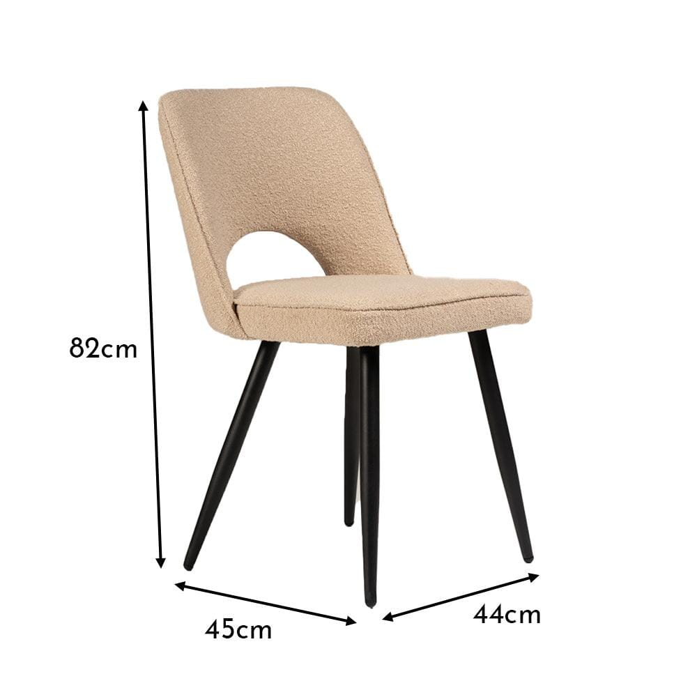 Dolly Boucle Dining Chairs - Set of 2 - Black Legs