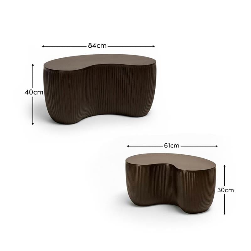 Sohan 61cm with 84cm Kidney Garden Coffee Table - Lava Black