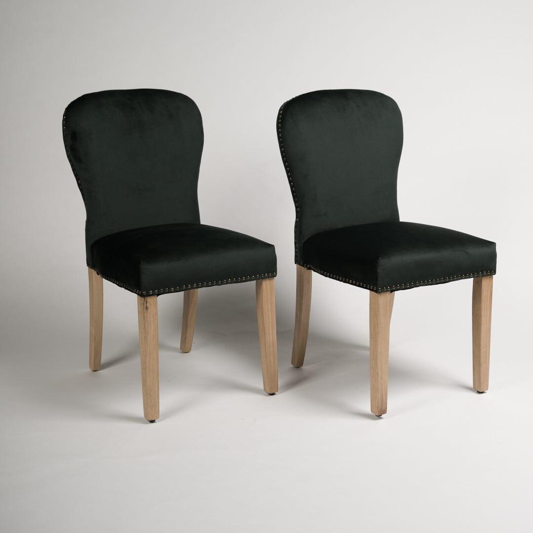 Outlet - Edward Dining Chairs - Set of 2 - Green & Light Wood
