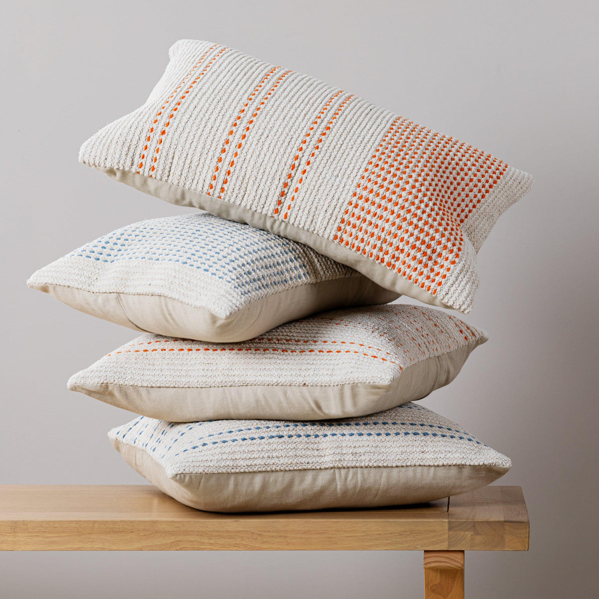 Outlet - Elberton 55x35cm Cotton Striped Cushion Cover - Burnt Orange