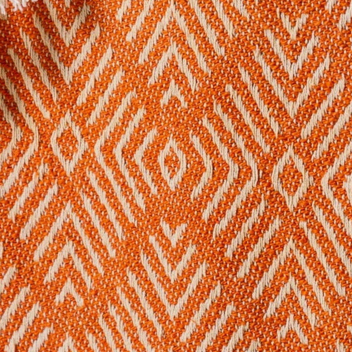 Elborough Diamond Pattern Cotton Throw - Burnt Orange