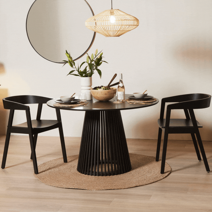 Ella Black Wood Dining Armchairs - Set of 2