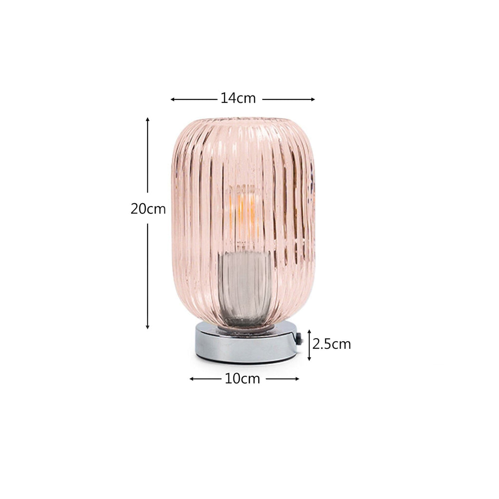 Outlet - Elland 22.5cm Glass Table Lamp - Blush Pink & Chrome