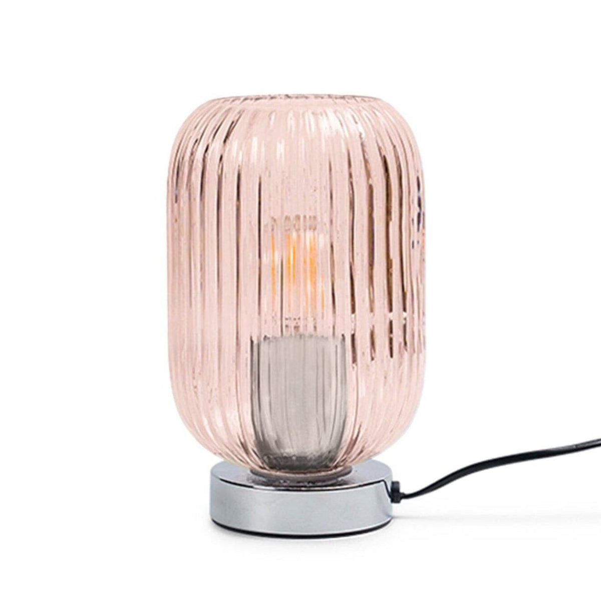Elland 22.5cm Glass Table Lamp - Blush Pink & Chrome