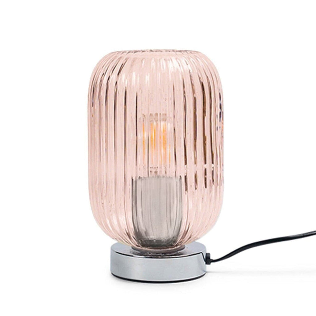 Outlet - Elland 22.5cm Glass Table Lamp - Blush Pink & Chrome