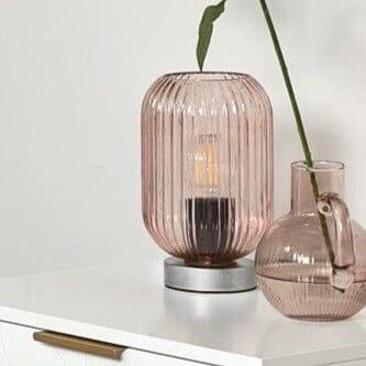 Outlet - Elland 22.5cm Glass Table Lamp - Blush Pink & Chrome