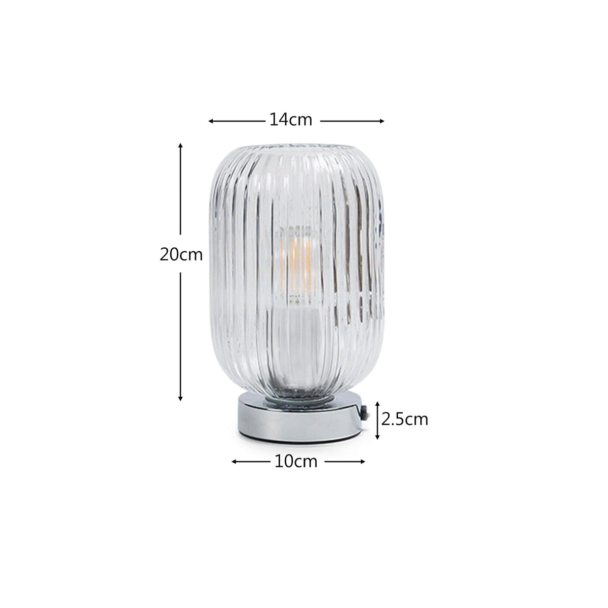 Elland 22.5cm Glass Table Lamp - Clear & Chrome