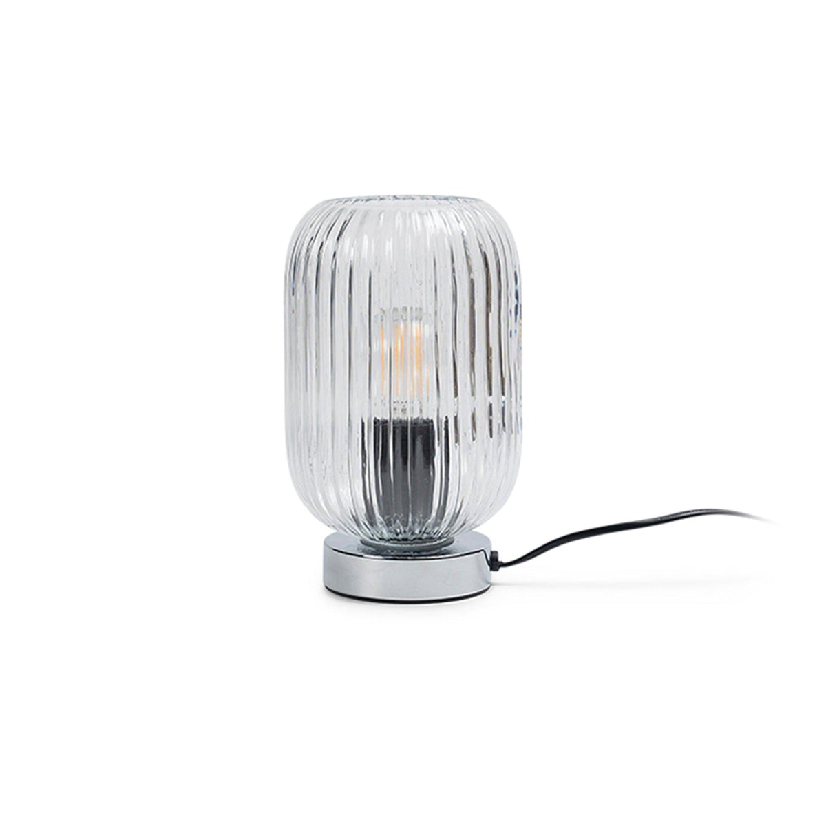 Outlet - Elland 22.5cm Glass Table Lamp - Clear & Chrome