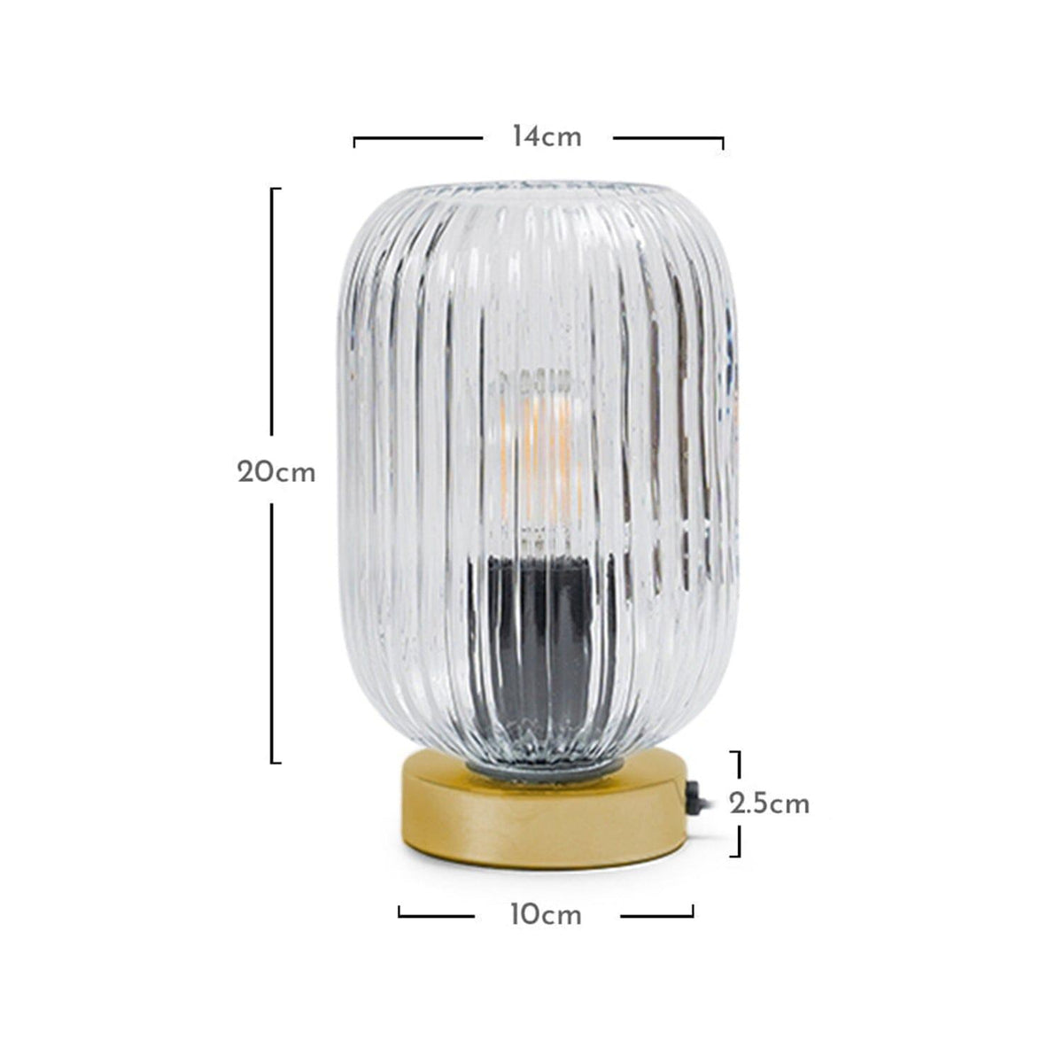 OUTLET - Elland 22.5cm Glass Table Lamp - Clear & Gold