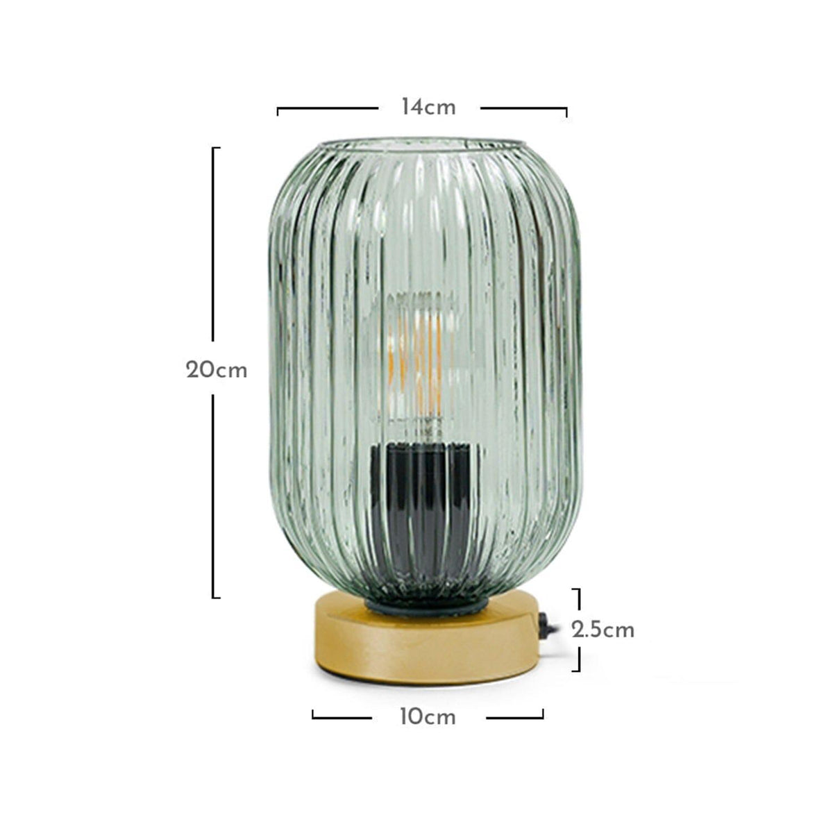 Outlet - Elland 22.5cm Glass Table Lamp - Sage Green & Gold