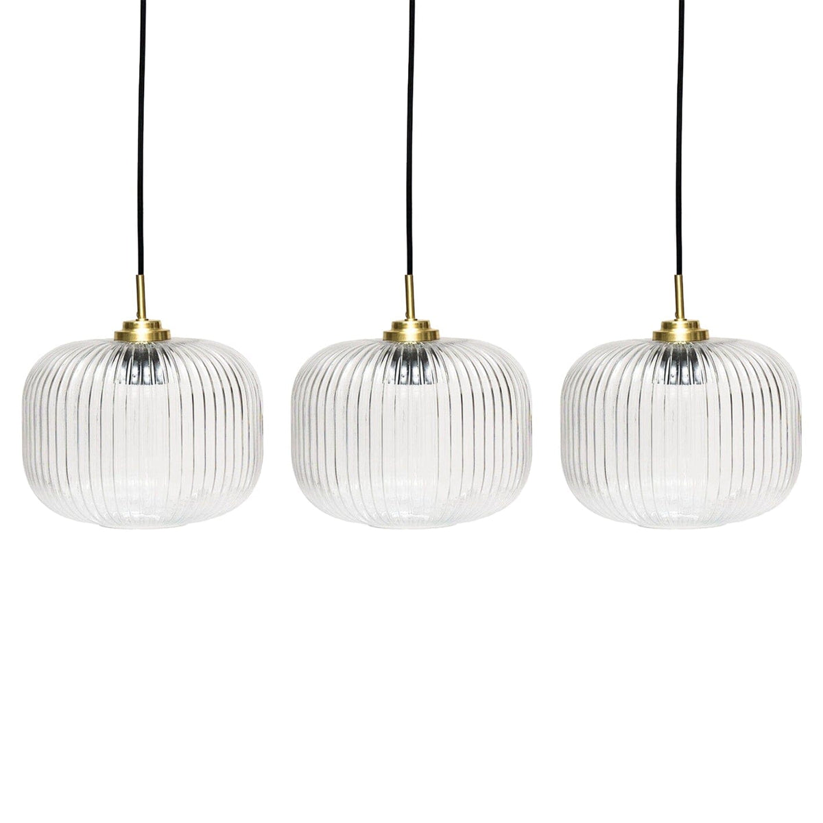 Elland 20cm Triple Glass Pendant Lights - Gold