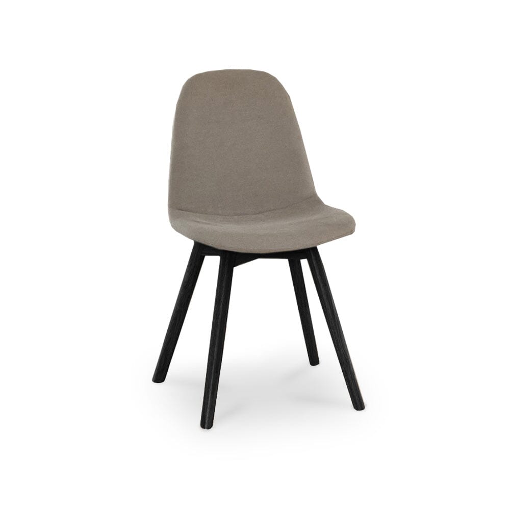 Ellis Soft Beige Dining Chairs - Set of 2 - Black Oak Legs