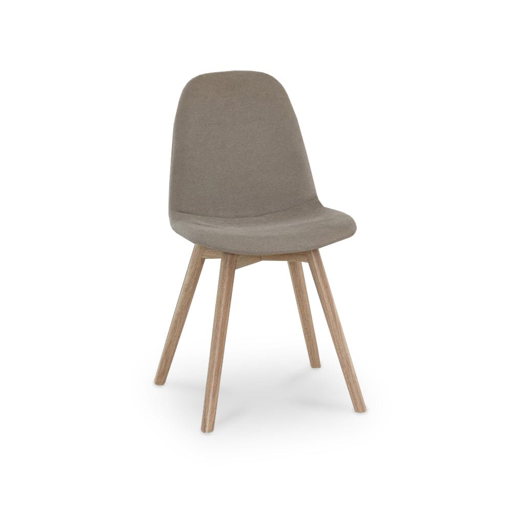 Ellis Soft Beige Dining Chairs - Set of 2 - Whitewash Oak Legs