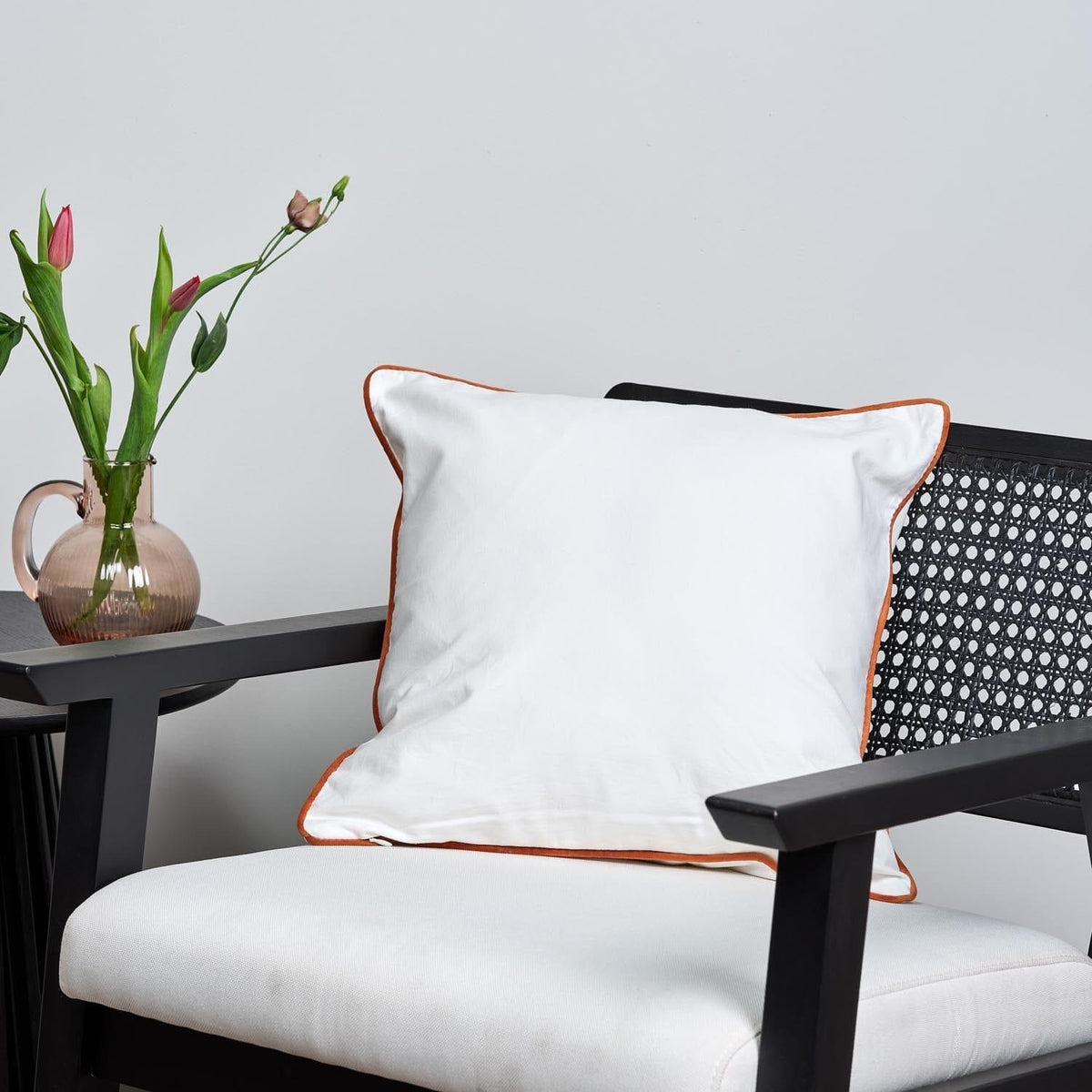 Elsham 45x45cm Velvet Trim Cushion Cover - Burnt Orange
