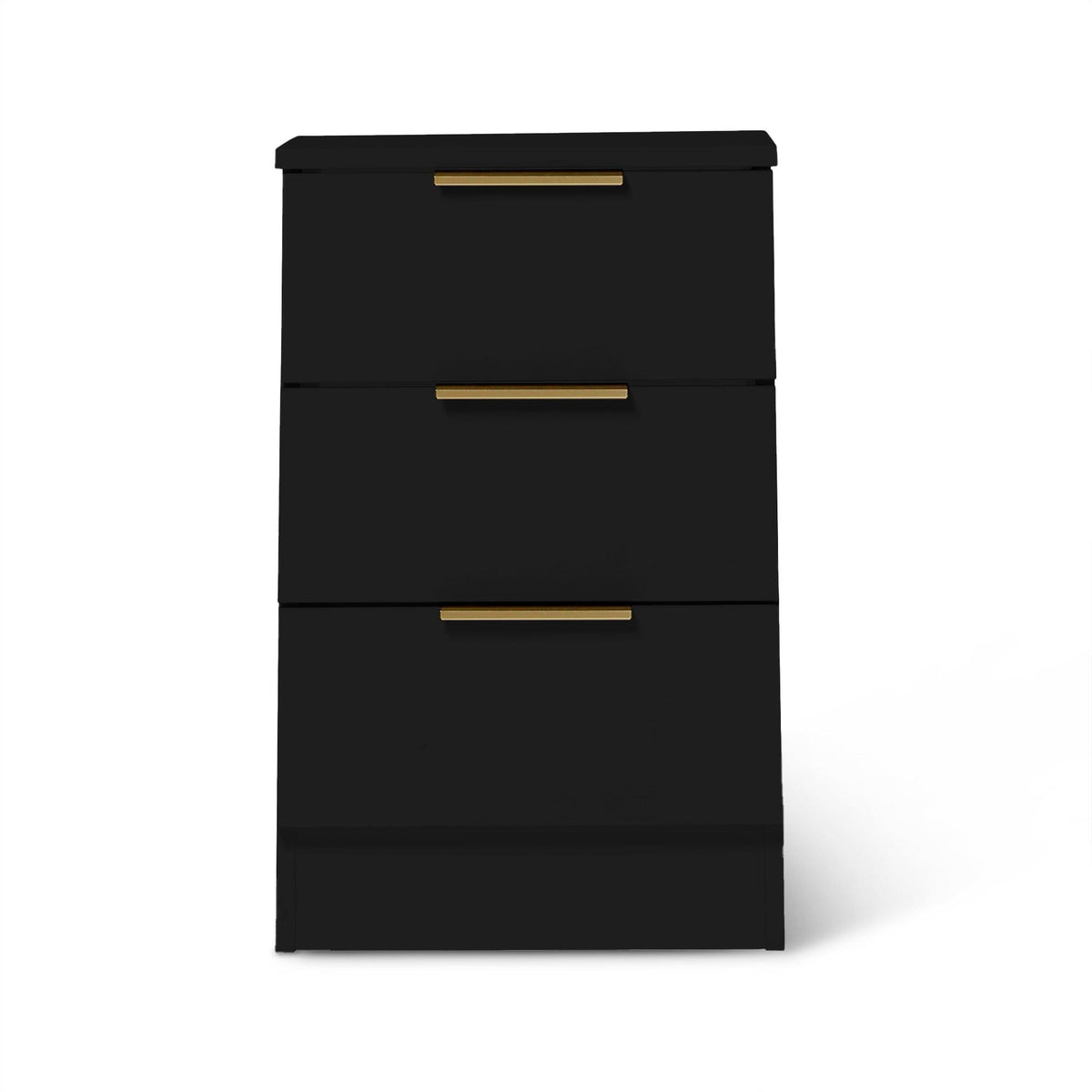 Essie 3 Drawer Bedside Table - Pitch Black - Set of 2